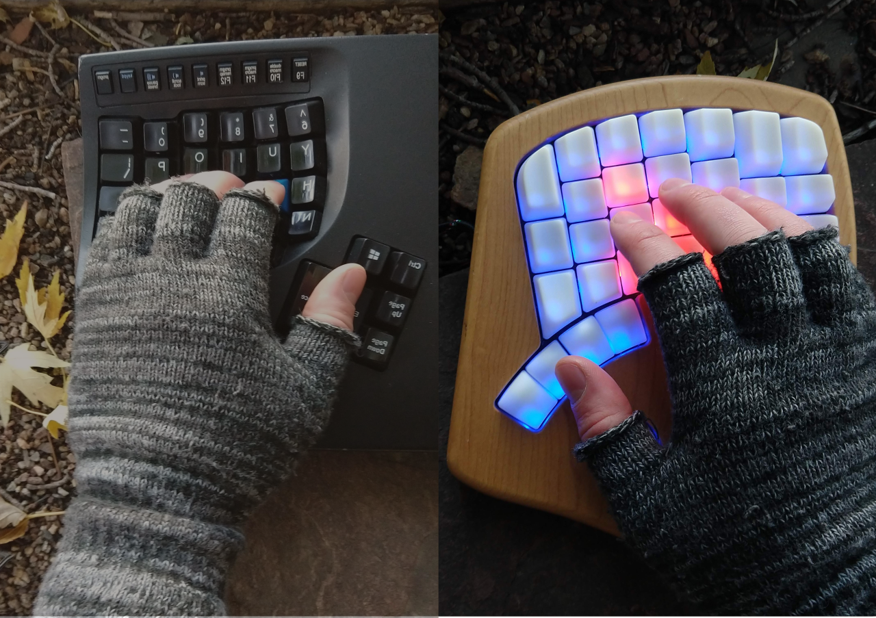 Fingerless gloves typing on keyboards