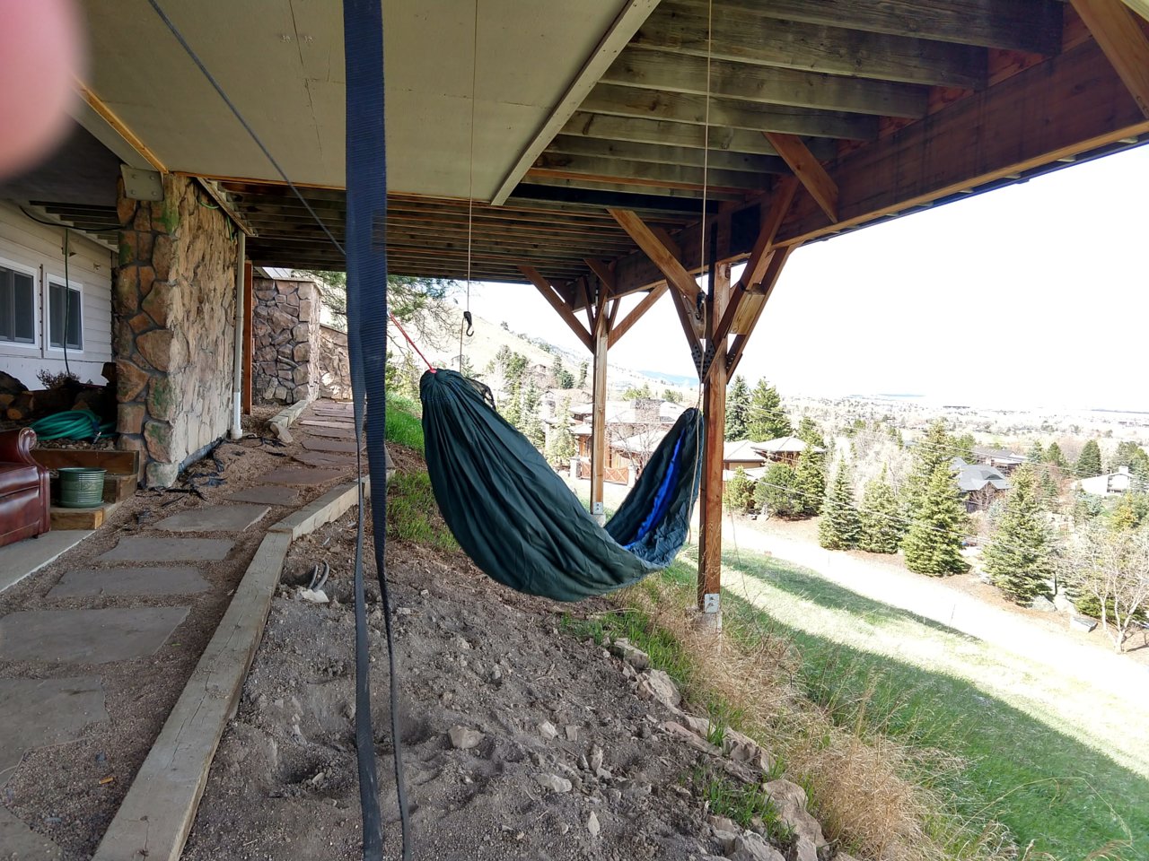 Hanging hammock on discount porch